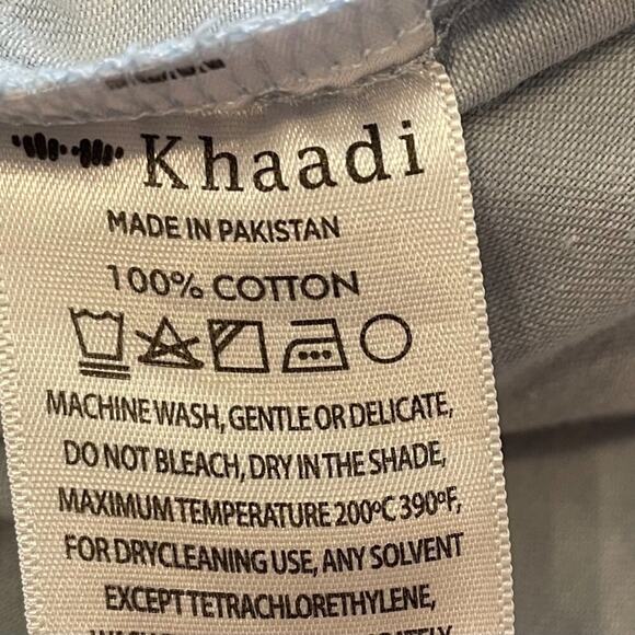 Khaadi Cotton Light Blue Embroidered Button Down 3/4 Sleeve Shirt Size 10 - Picture 7 of 11